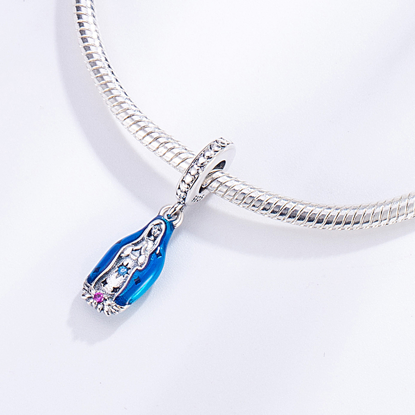 FewDook 2025 New High Quality Silver Plated Angel Baby Fatima Virgin Mary Charm Beads Fit Original Pan Bracelet DIY Women Fine Accessories Jewelry Des