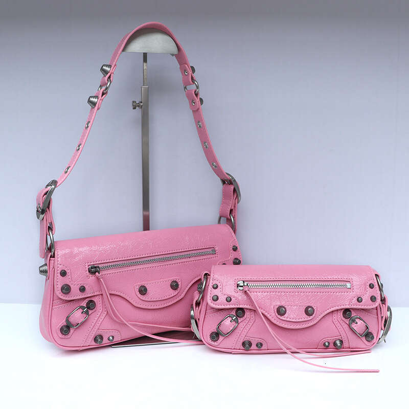 New Le Cagole Motorcycle Women s Light Luxury Heavy Industry Rivet Rod Leather Single Shoulder Underarm Bag