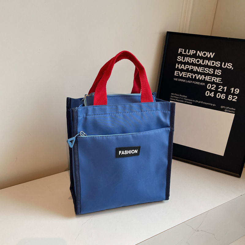 Free Delivery Designer Bag Korean Fashion Forest Series Large Capacity Handheld Tutorial 2025 Autumn Color Contrasting Waterproof Oxford Cloth Tote Ba