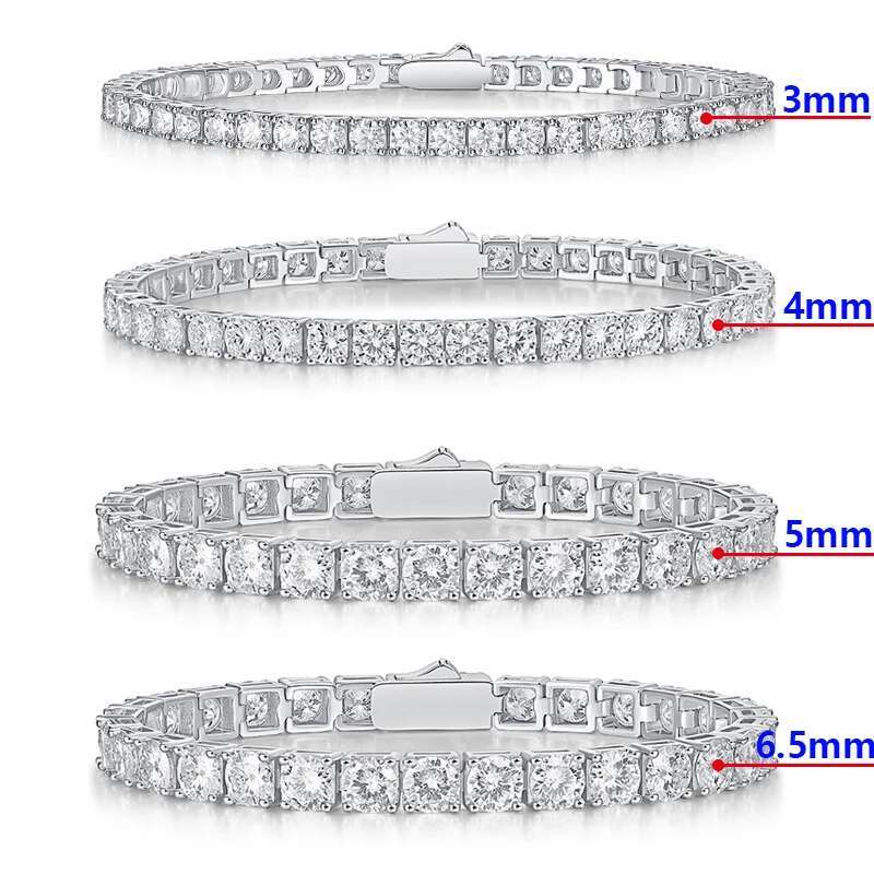 Real 3-6.5mm Moissanite Sparkling Full Diamond GRA 925 Sterling Silver Wedding Engagement Party Jewelry Bracelet For Women