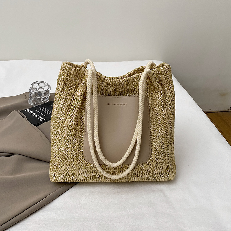 Free Delivery Designer Bag 2025 Summer Straw Woven Bag For Women Sweet Weaving Large Capacity Tote Simple Small Fresh Single Shoulder Bag Trendy Luxur