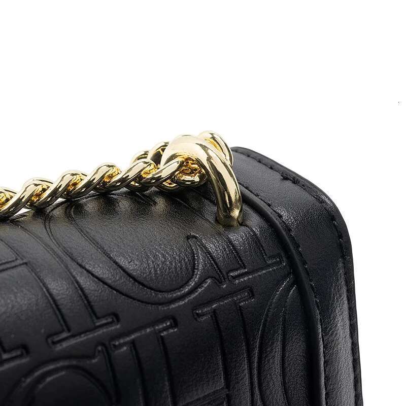 CH Metal Lock Design Solid Color Brand Letter Print Chain Women's Versatile Commuter Fashion Flap Crossbody Bag