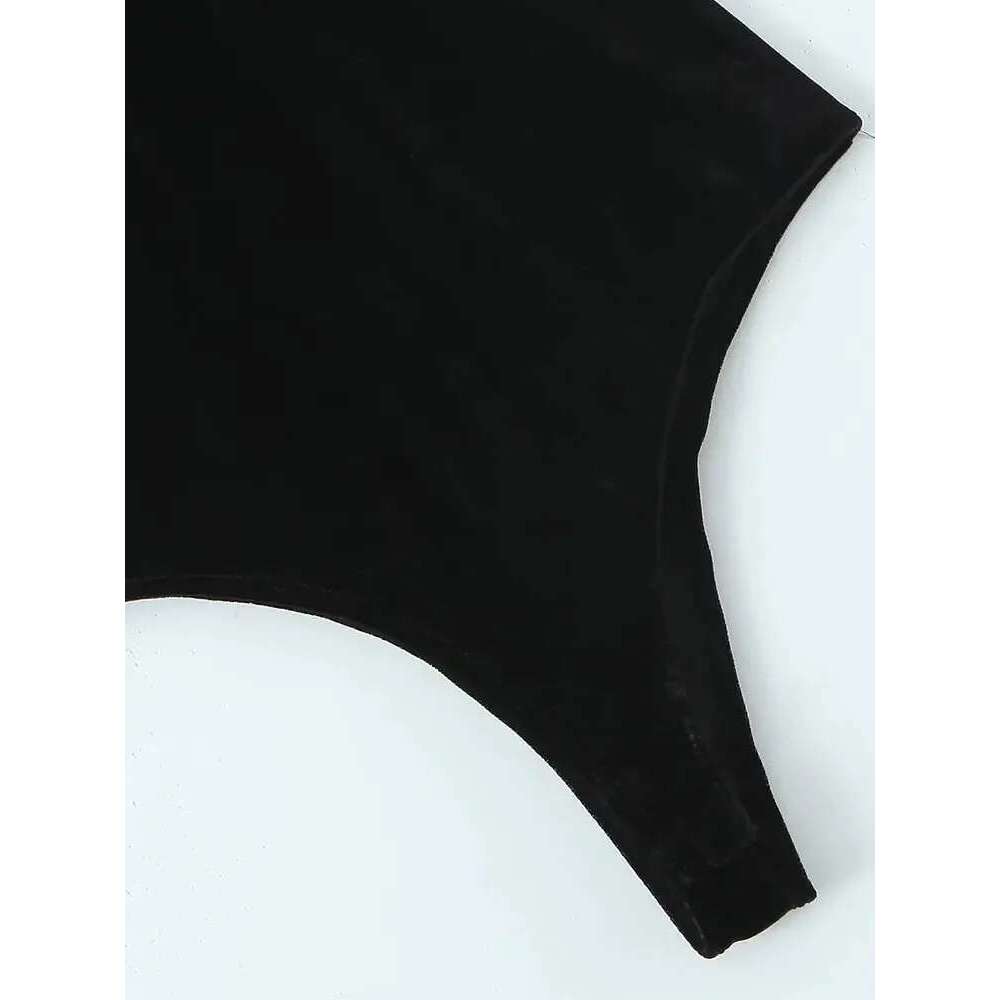 TRZA-Strapless Veet Bodysuits For Women, Straight Neck, Snap-Button, Female Playsuits, Sexy Fashion