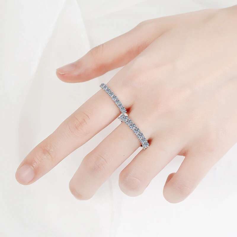 100% Moissanite Engagement Rings 10 Stones 1ct Half Eternity Anniversary Wedding Band Sterling Silver Stackable Ring for Women