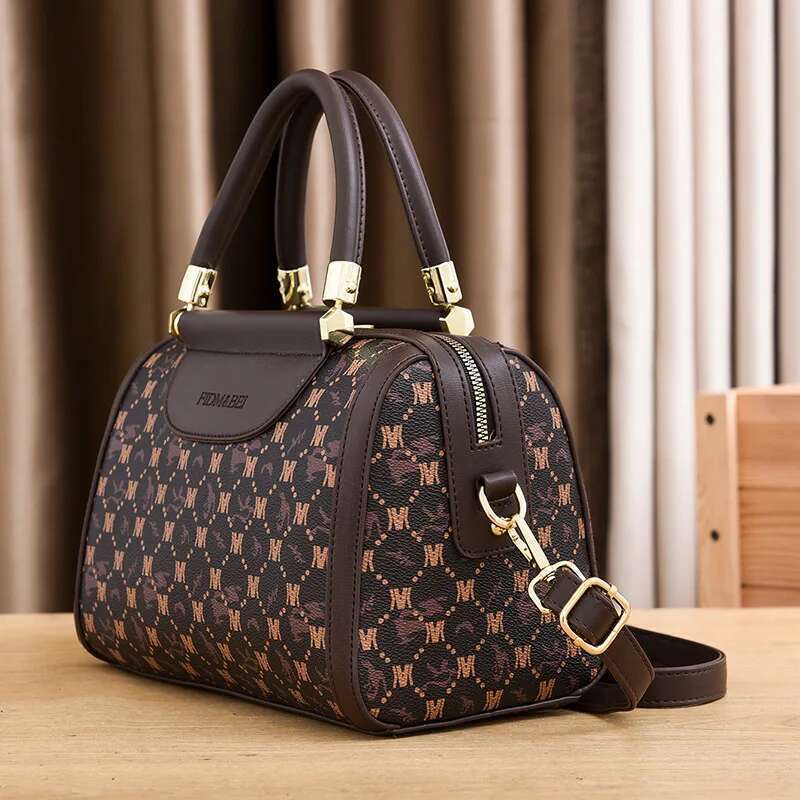 2024 New Fashion Boston Women's High Quality Printed Leather Pillow Shoulder Bags Handheld Classic Retro Crossbody Bag
