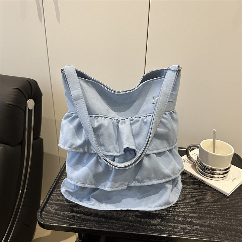Free Delivery Designer Bag Korean Skirt Ruffle Edge Fabric For Women 2025 New Trendy And Niche Tote Large Capacity Crossbody Luxury Bag