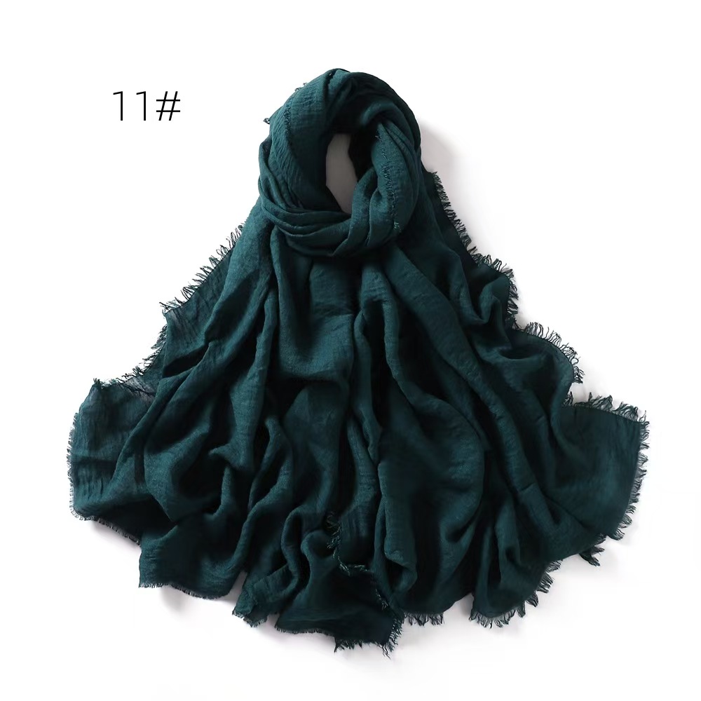 T759 solid color cotton and linen breathable gauze scarf sunscreen women's shawl Malay headscarf scarf