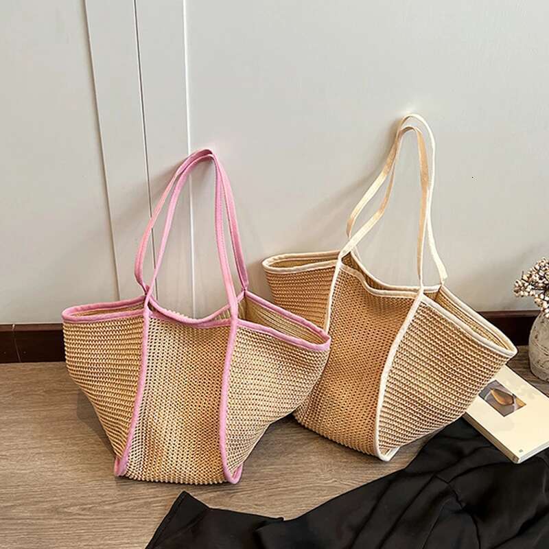 Women's Fashion Versatile Large-Capacity Braid Shoulder Designer Straw Woven Summer Beach Bags Ladies Leisure Tote Bag