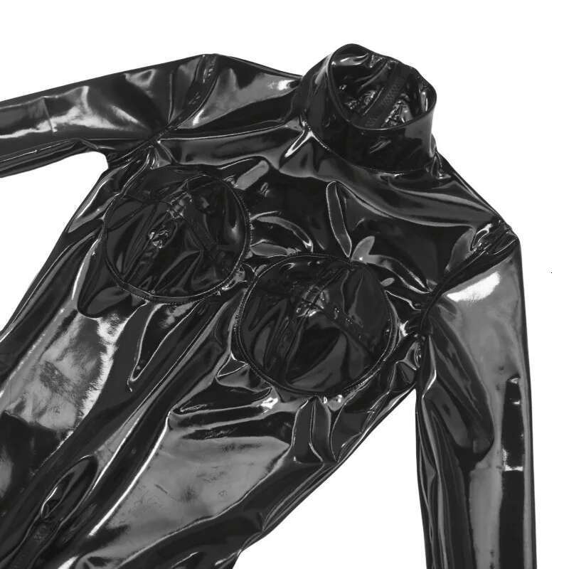 Women PVC 3D Full Bodysuit Latex Elasitc Sexy Tight Faux Leather Oil Shiny Bandage Bodycon Jumpsuit Cosplay Club Wear