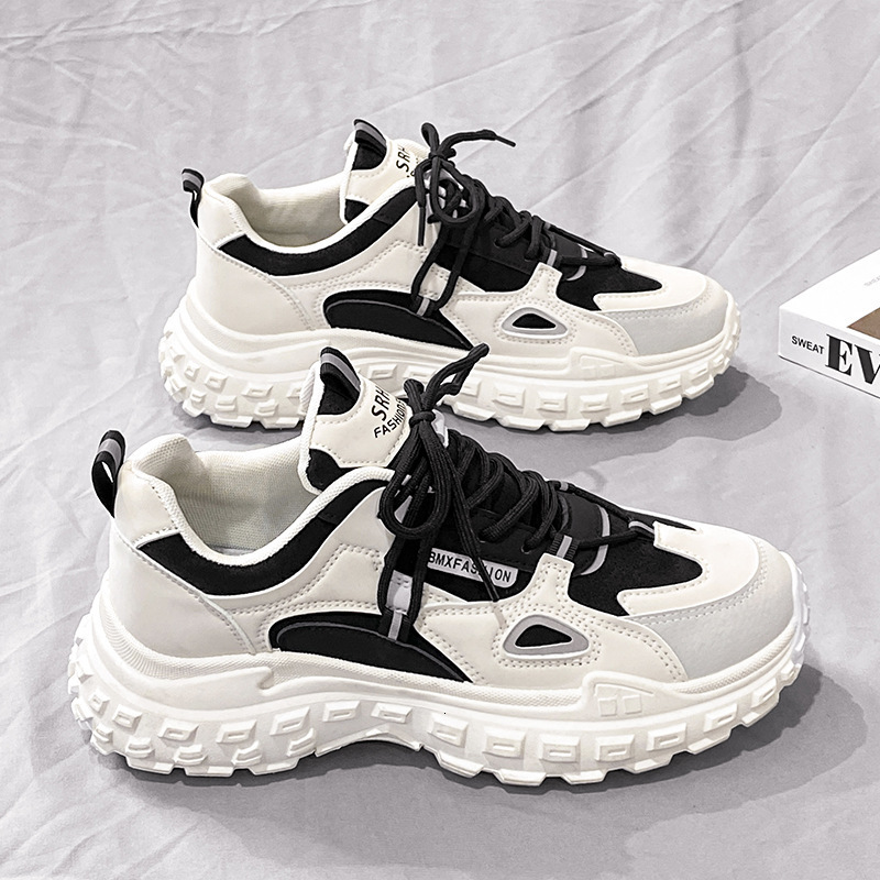 Designer casual shoes Internet celebrity hot men's shoes 2025 new spring versatile casual height increasing white sports port style dad ins trend