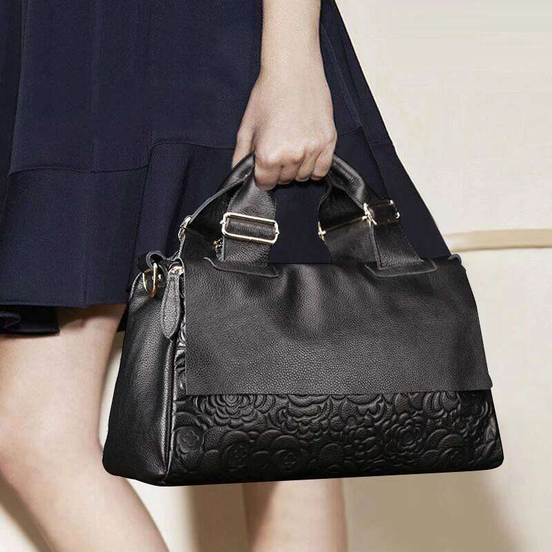2023 New Genuine Leather Handbag Big Fashion Cowhide Large Capacity Women's One Shoulder Crossbody Bag