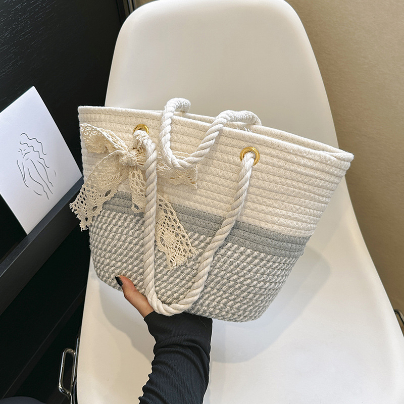 Free Delivery Designer Bag Weaving Large Capacity Fashionable Scarves Hands For Summer 2025 Gentle And Elegant Single Shoulder Underarm Stylish Tote 8
