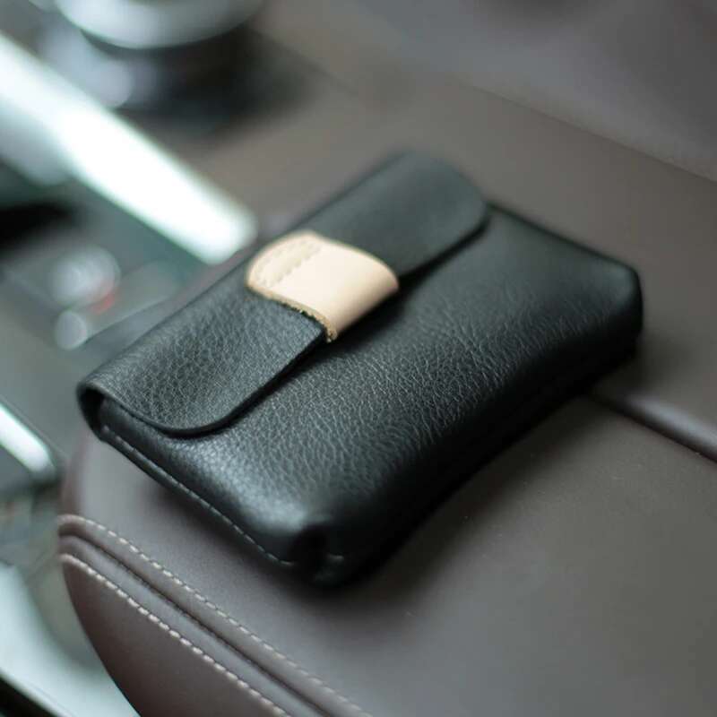 Vintage 100% Handmade Crazy Horse Genuine Leather Holder Wallet Men's Credit Card Cover Large Capacity Black MC-913