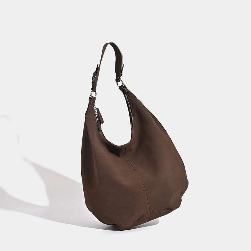 Maillard retro style armpit women's 2024 new high-capacity commuting versatile suede shoulder bag autumn and winter hits