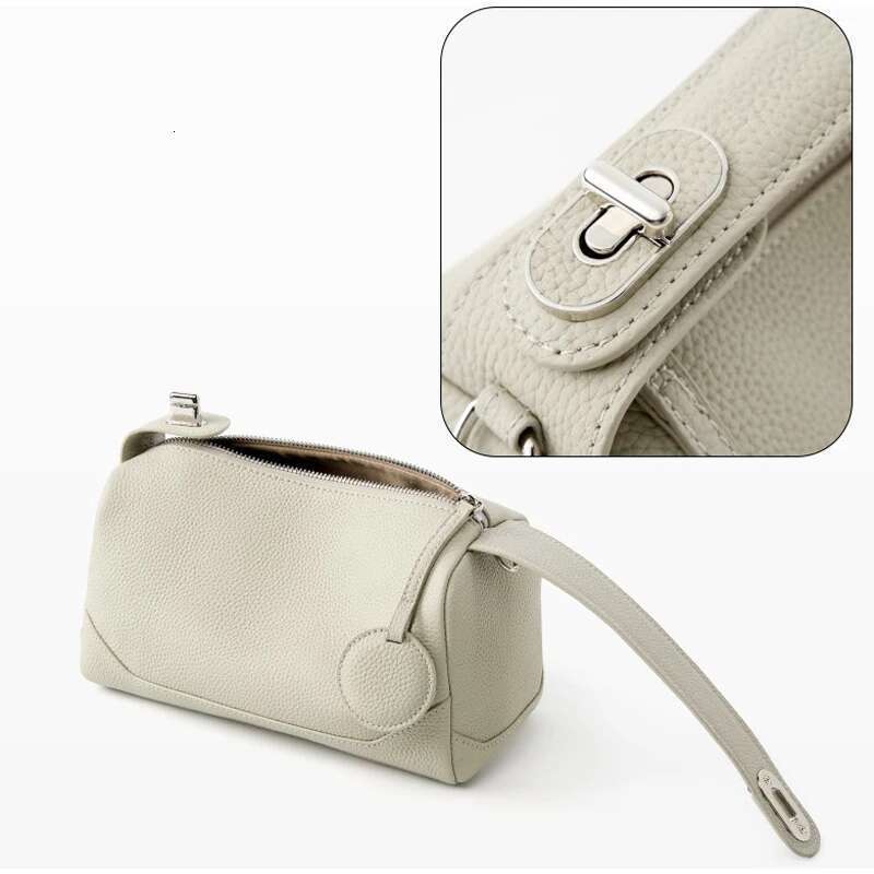 2025 New Women's Cowhide Shoulder Genuine Leather Handbag All-match Trendy Underarm Boston Style Lock Crossbody Bag