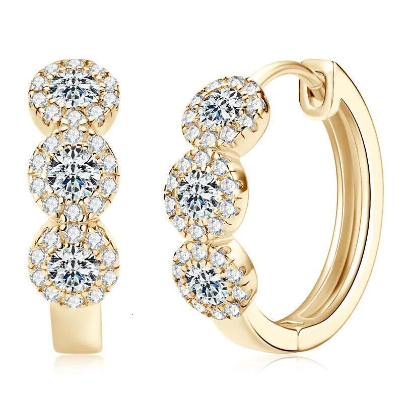 Moissanite Hoop Earrings for Women D Color Round Women Moissanite Hoop Earrings Luxury Yellow Womens Moissanite Hoop Earring