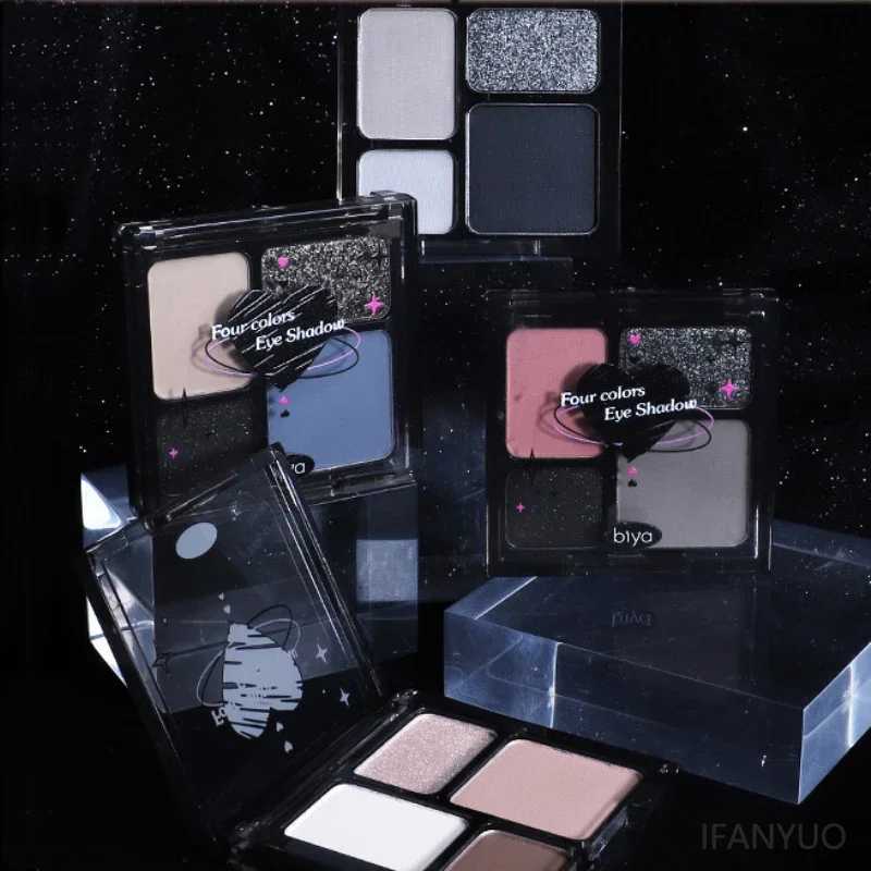 4 Colors Punk Smokey Cool Toned Eyeshadow Palette Metal Pearlescent Matte Lasting Eyeshadow Black Gray Party Eye Pigments MakeupXJ250520