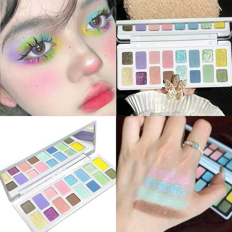 Eyeshadow Palettes Blue Green Earth Color Eye Shadow Spring Summer Cool Tone Shadow Palette Matte Eye Pigments Korea MakeupXJ250520