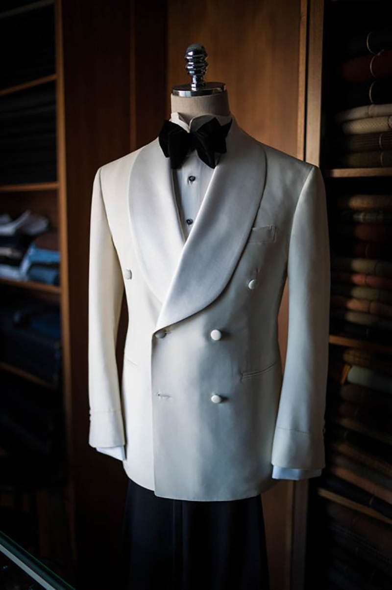 Simple Elegant Wedding Tuxedos 2 Piece Set Jacket Pants Double Breasted Men Suit Handsome Groom Wear Party Suits Customized