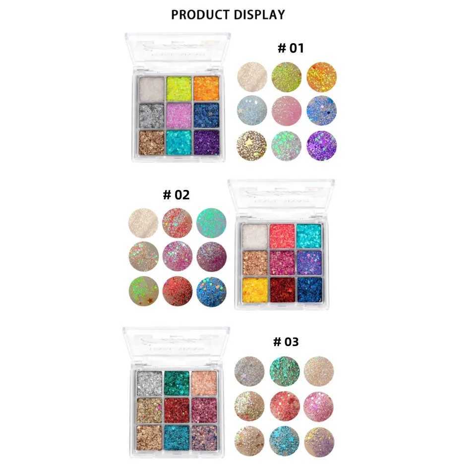 Mini 9-Color Glitter Eyeshadow Palette Pumpkin Cherry Shades Blue Gold Yellow Tones for Cosplay Party Makeup W250520