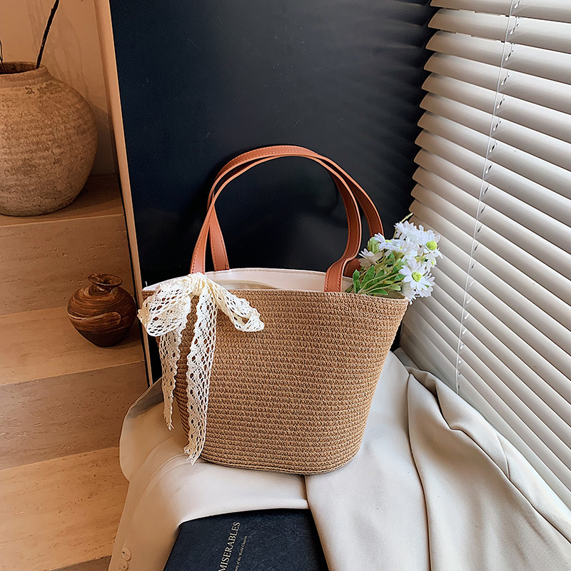 Free Delivery Designer Bag Bohemian Small Broken Edge Striped Tote Shoulder Fashionable Hand Held Straw Woven Beach For Women Luxury Bag