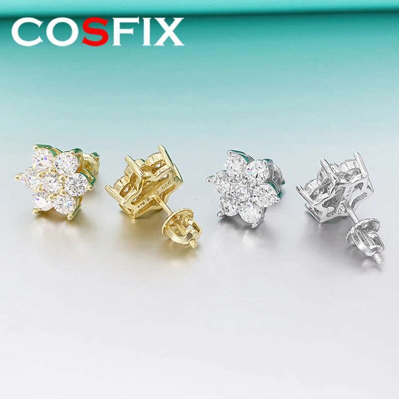 Moissanite Stud Earrings for Women Yellow Women Full Moissanite Stud Earrings Luxury Round Cut Womens Moissanite Stud Earring
