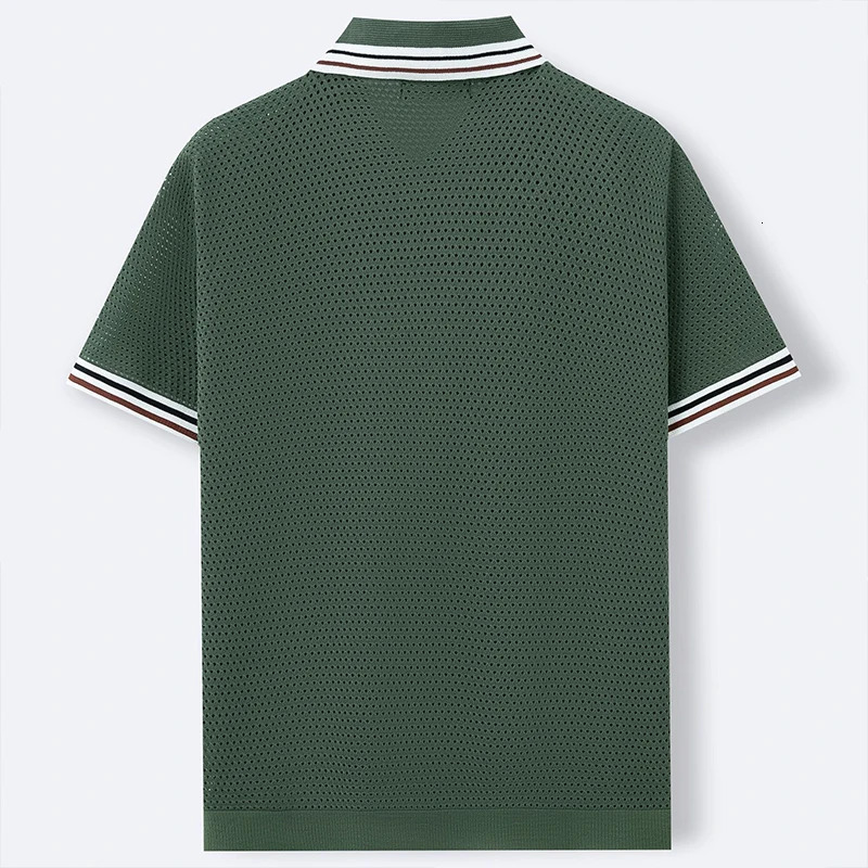 Men Fashion Cardigan Tops Premium Hollow Out Knit Shirts Casual Business Style High Quality Streetwear Breathable Knitwear 250520