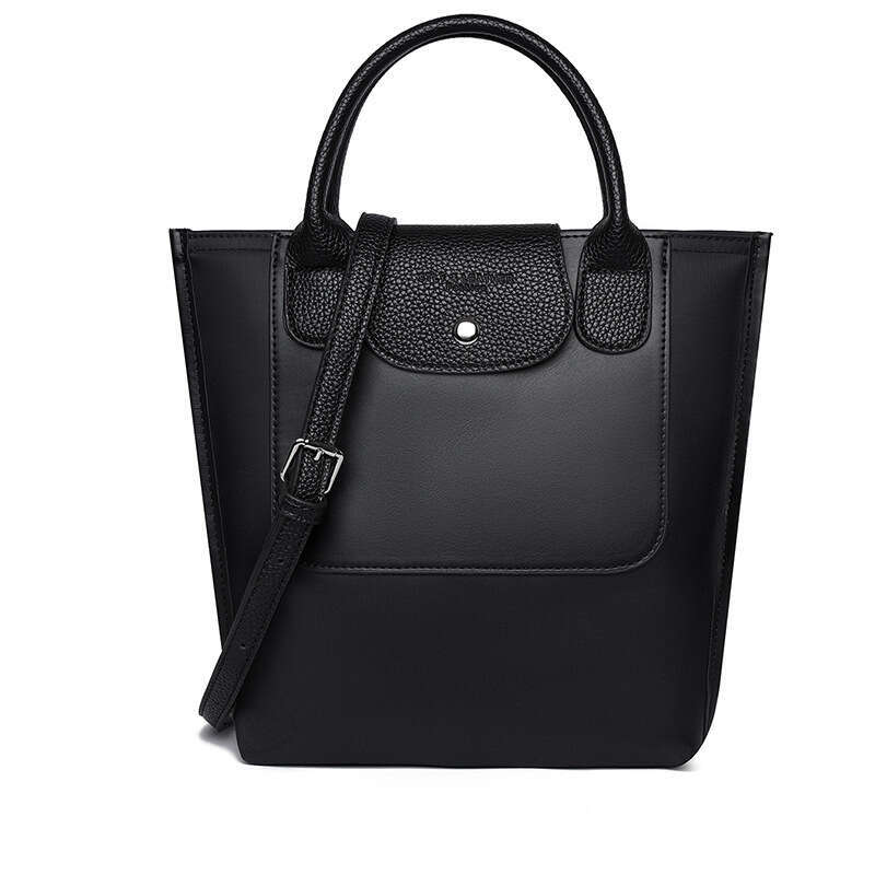 New Hot Hot Fashionable Handheld Women's Versatile Splicing Color Contrasting Tote Temperament Commuter Soft Leather Single Shoulder Crossbody Ba