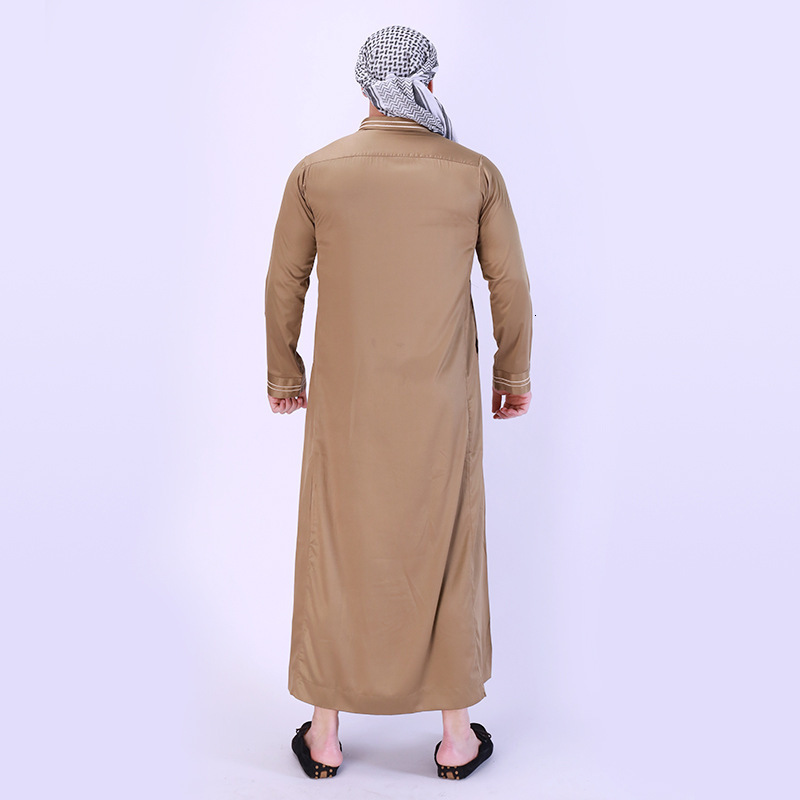 Designer clothing 2025 New Robe Standing Collar Solid Color Long Ethnic Style Men's Wear 2025 new model