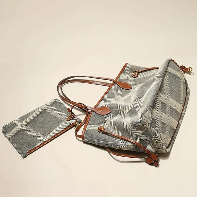 Elegant Ladies Durable Canvas Beach Tote 2025 Shopper Big Handbags and Purses For Female Designer Women's Shoulder Bag