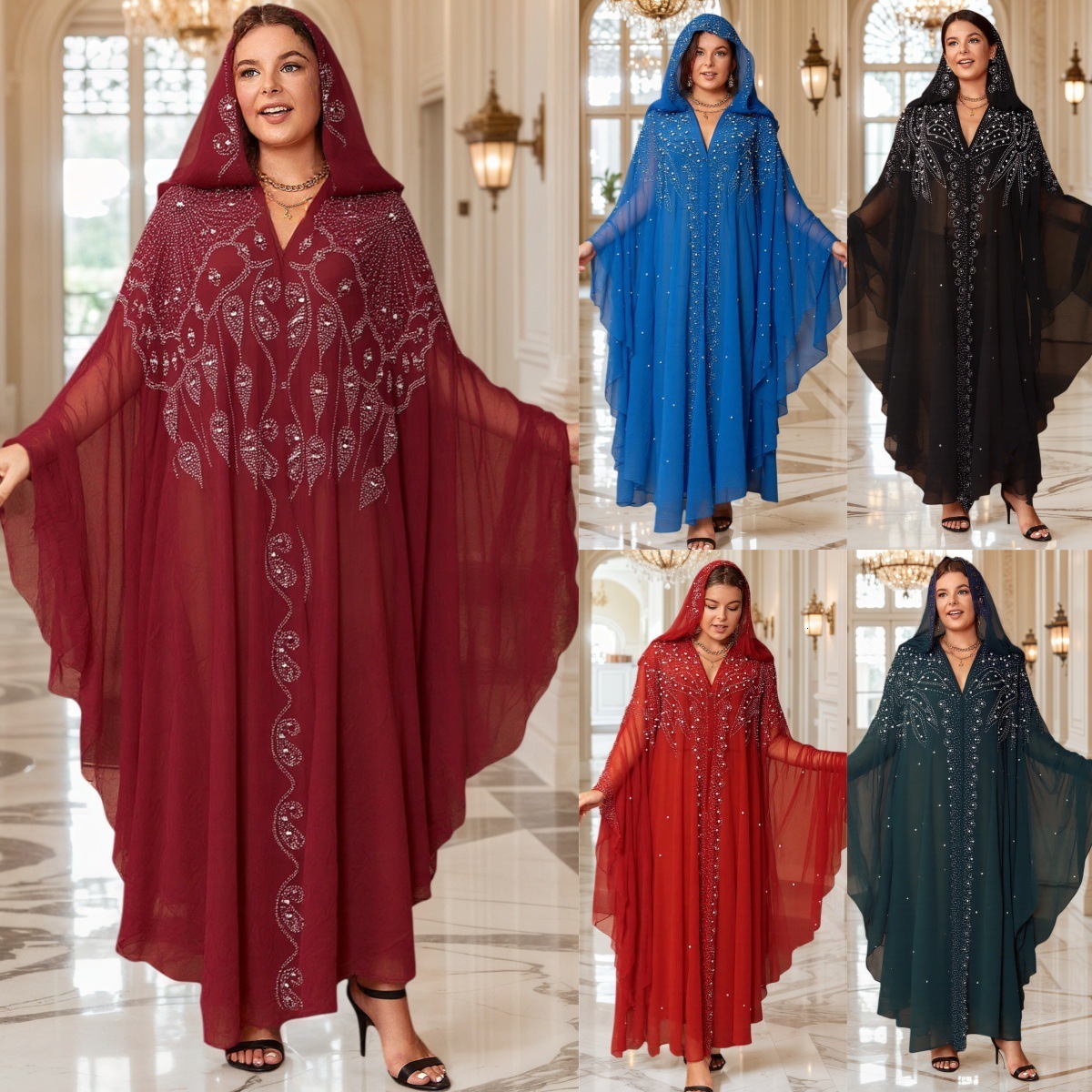 Fashionable Muslim Shawl with Bat Sleeve for Leisure by Designer