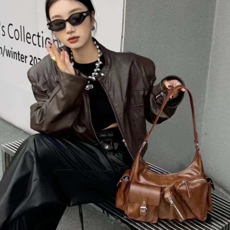 Women's Y2k New Locomotive Package Designer Handbags Purses Fashion Large Capacity Multiple Pockets Shoulder Underarm Bag