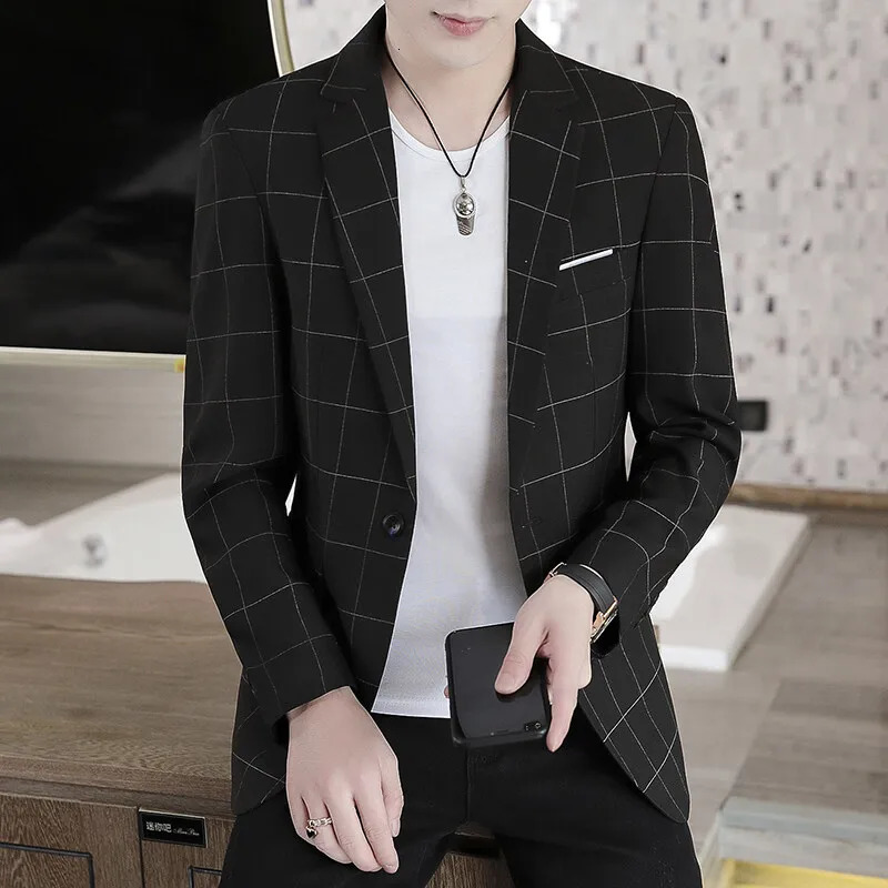 2025 explosive plaid pattern British suit jacket slim casual comfortable handsome mens clothing 250514