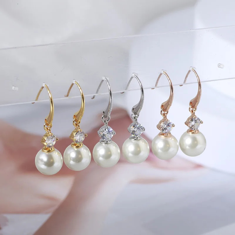 Jewelry Inlaid With Zircon Pearls Pendant Earrings Multicolored Womens Simple Temperament Mixed Batch 250520
