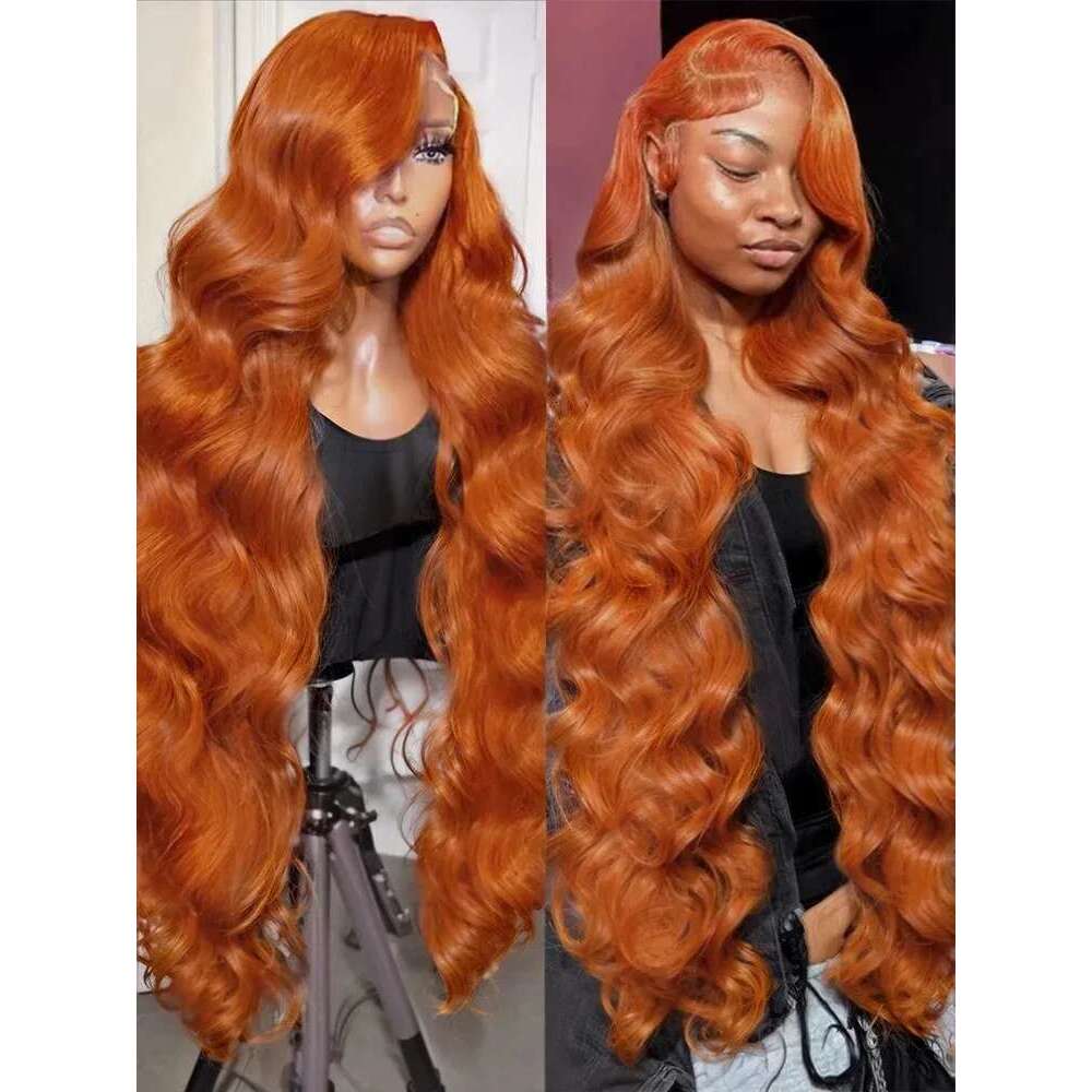 Ginger Orange Body Wave 13x6 HD Front Wigs For Women 200 Density 350 Colored 13x4 Lace Frontal Human Hair Wig