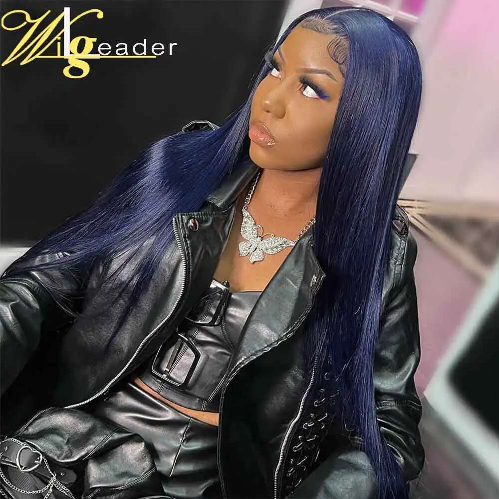 Remy Human HD 13x6 Front Preplucked Straight 180% Density 5x5 Blue Transprent Lace Hair Wigs