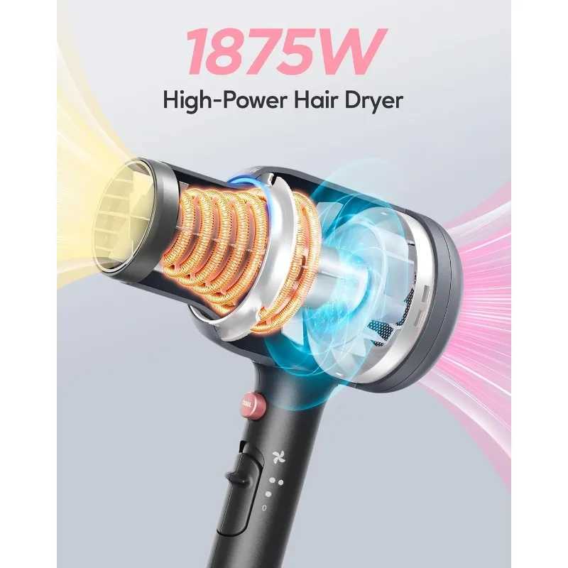 Blown Away Ionic Hair Dryer for Curly Hair with Diffuser 1875W Fast Drying Blow Dryer with Ceramic Technol z250520