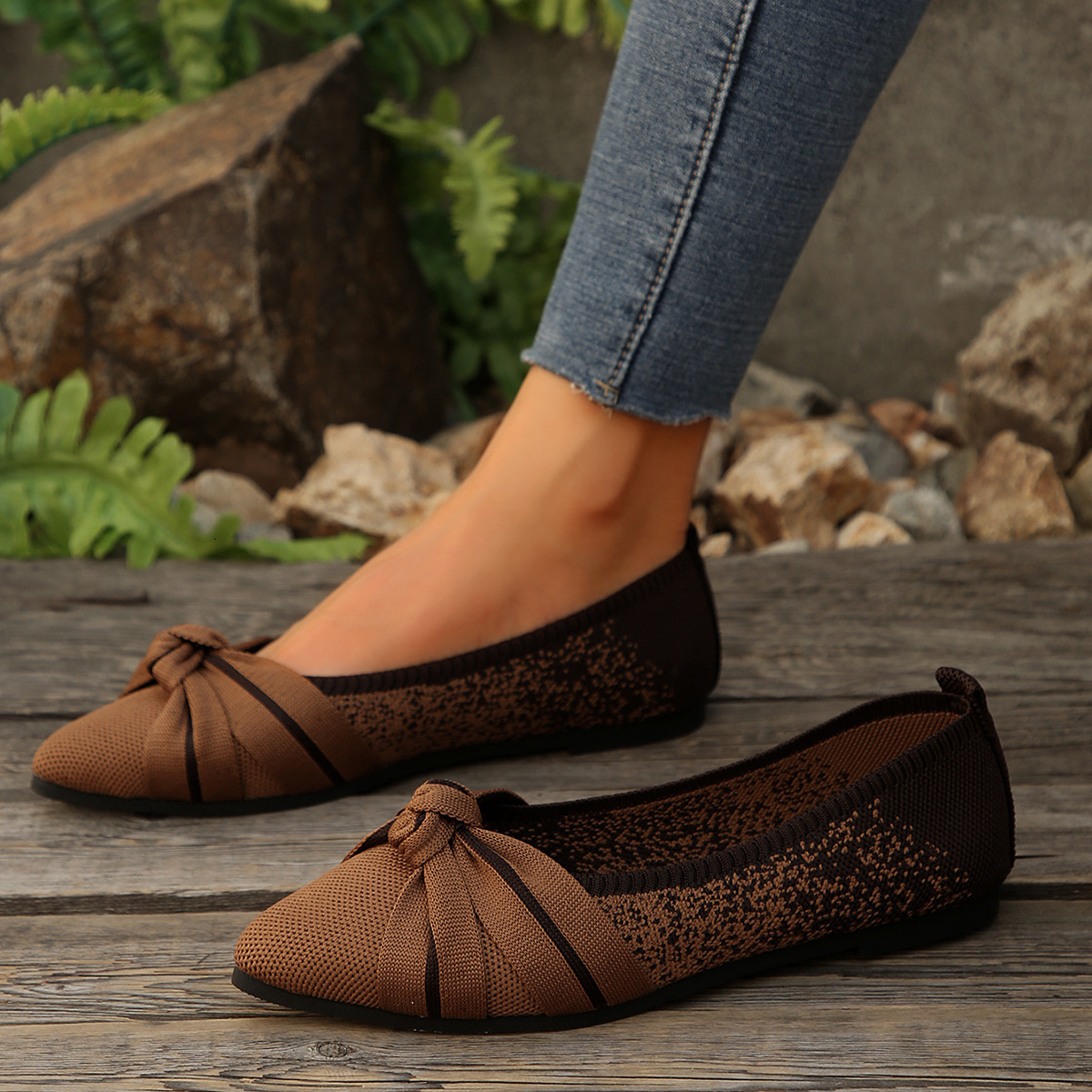 Large Size Lightweight Soft Soled Doudou Women Casual Shoes S Shoes For Spring Autumn New Color Blocked Butterfly Bow Comfortable And Non Slip Single 