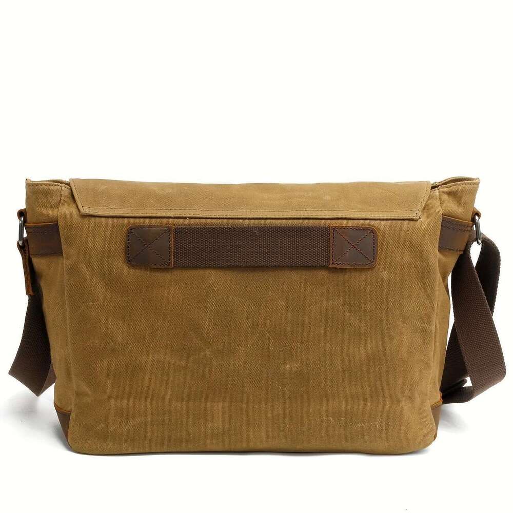 Vintage Shoulder Casual Slant Span Men's Waxed Waterproof Canvas Computer With Mad Horse Messenger Bag