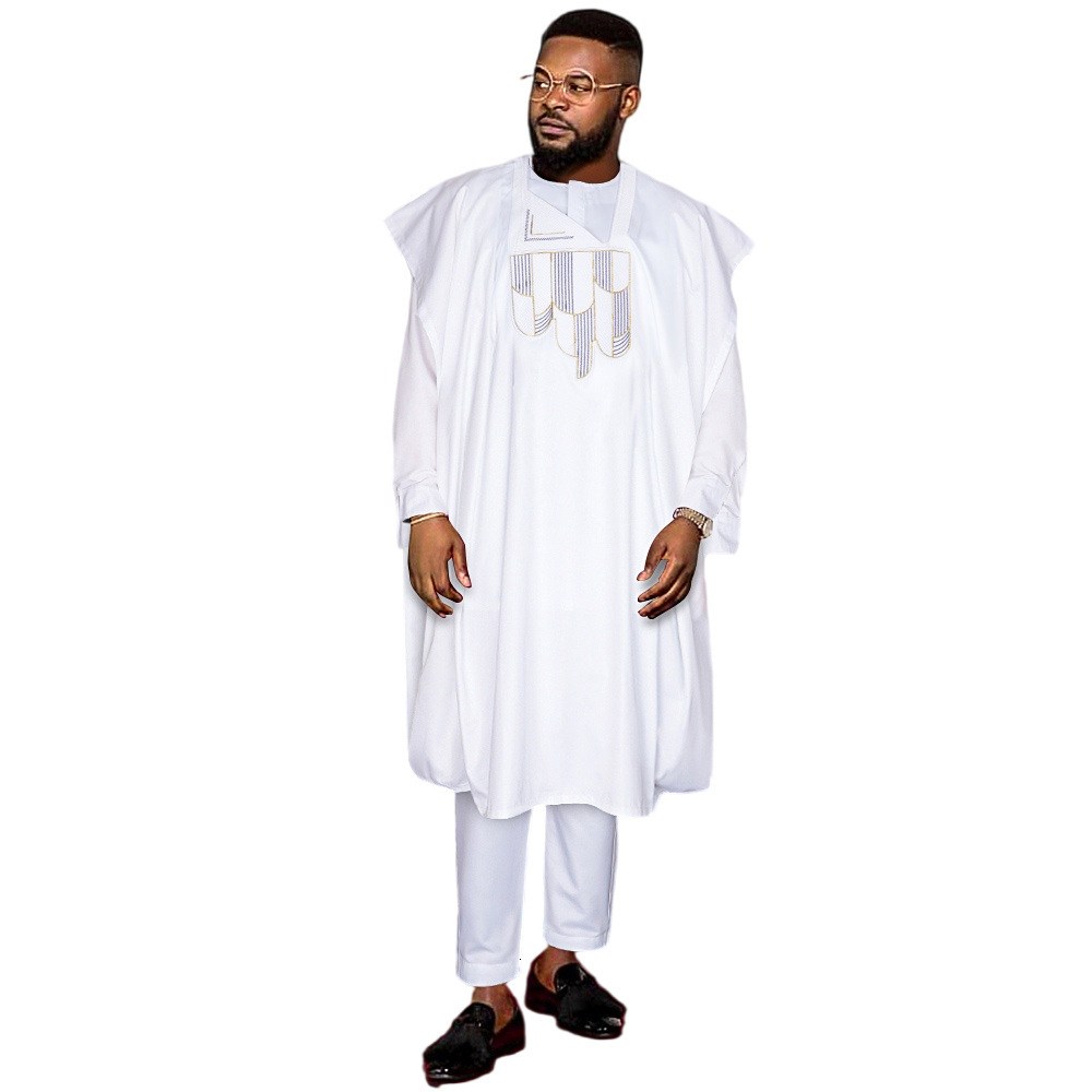 Designer Clothing Men's Long Robes Casual Clothes And Pants Matte Fabric Embroidery Versatile 2025 New Style