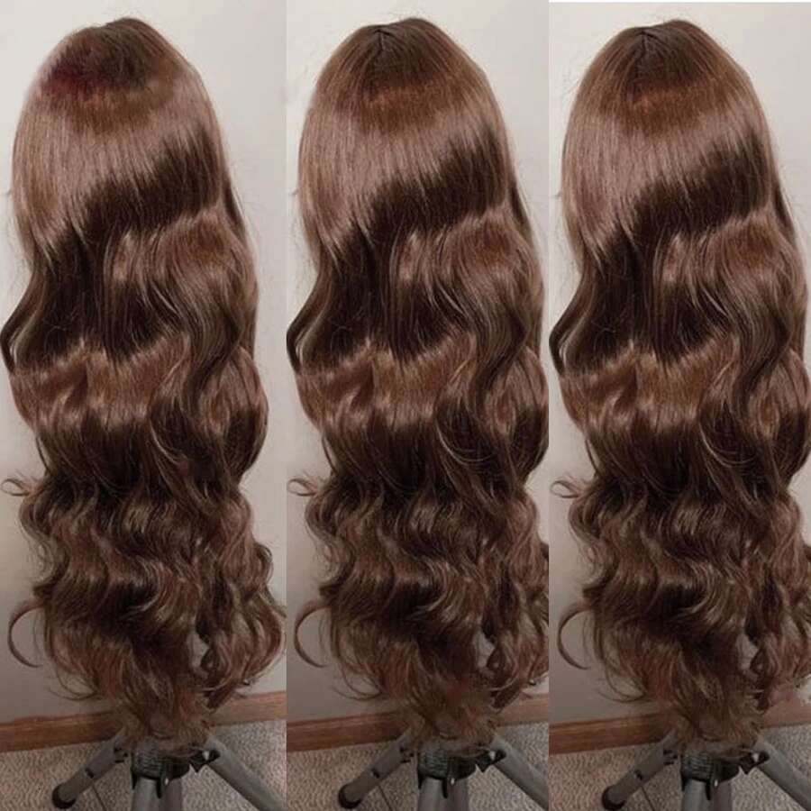 13x4 13x6 HD Lace Frontal Body Wave Wig Chocolate Brown #4 Colored Front Human Hair Pre plucked Wigs For Women 200% Density