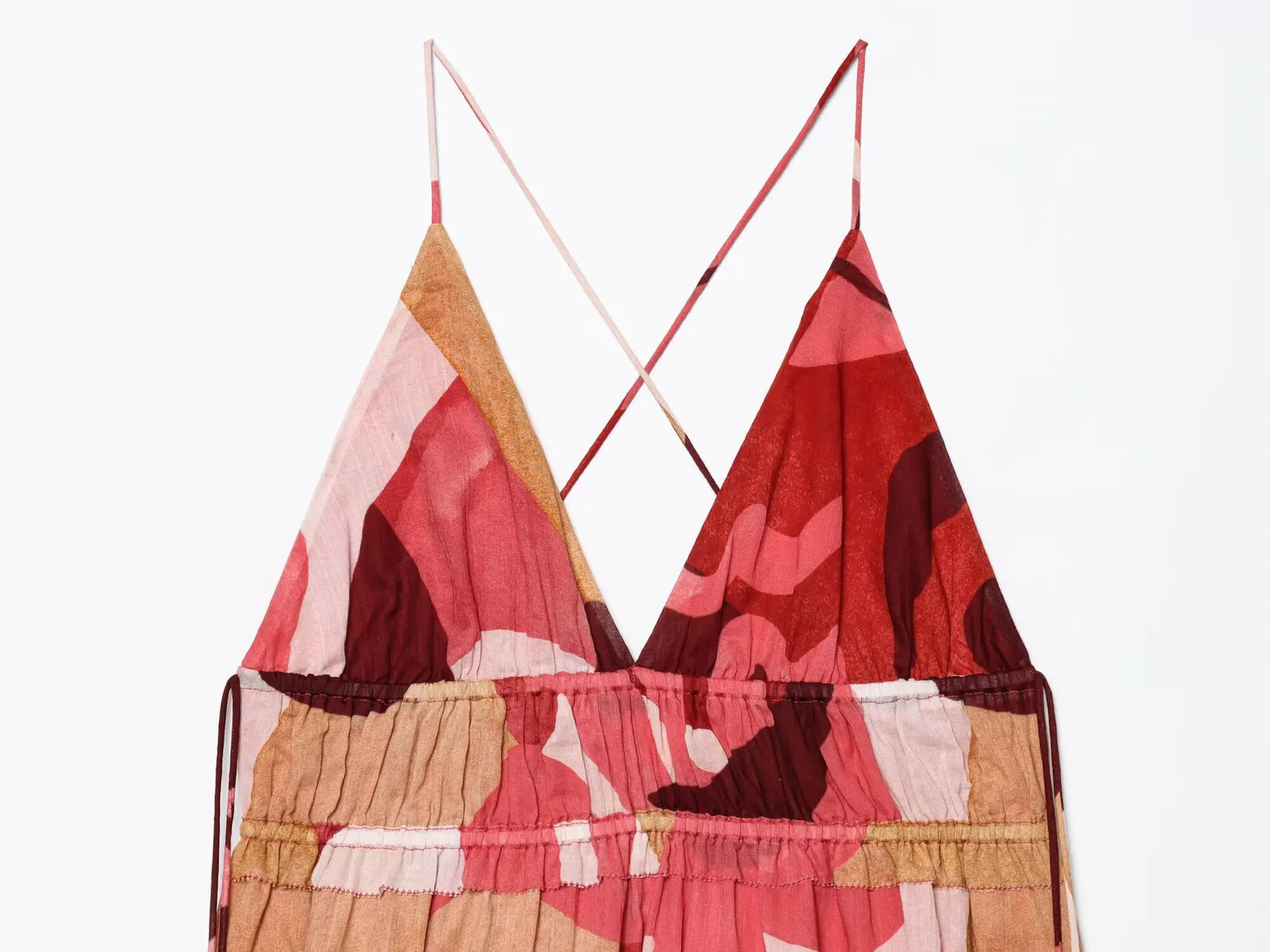 European and American style summer print holiday backless suspender dress 250520