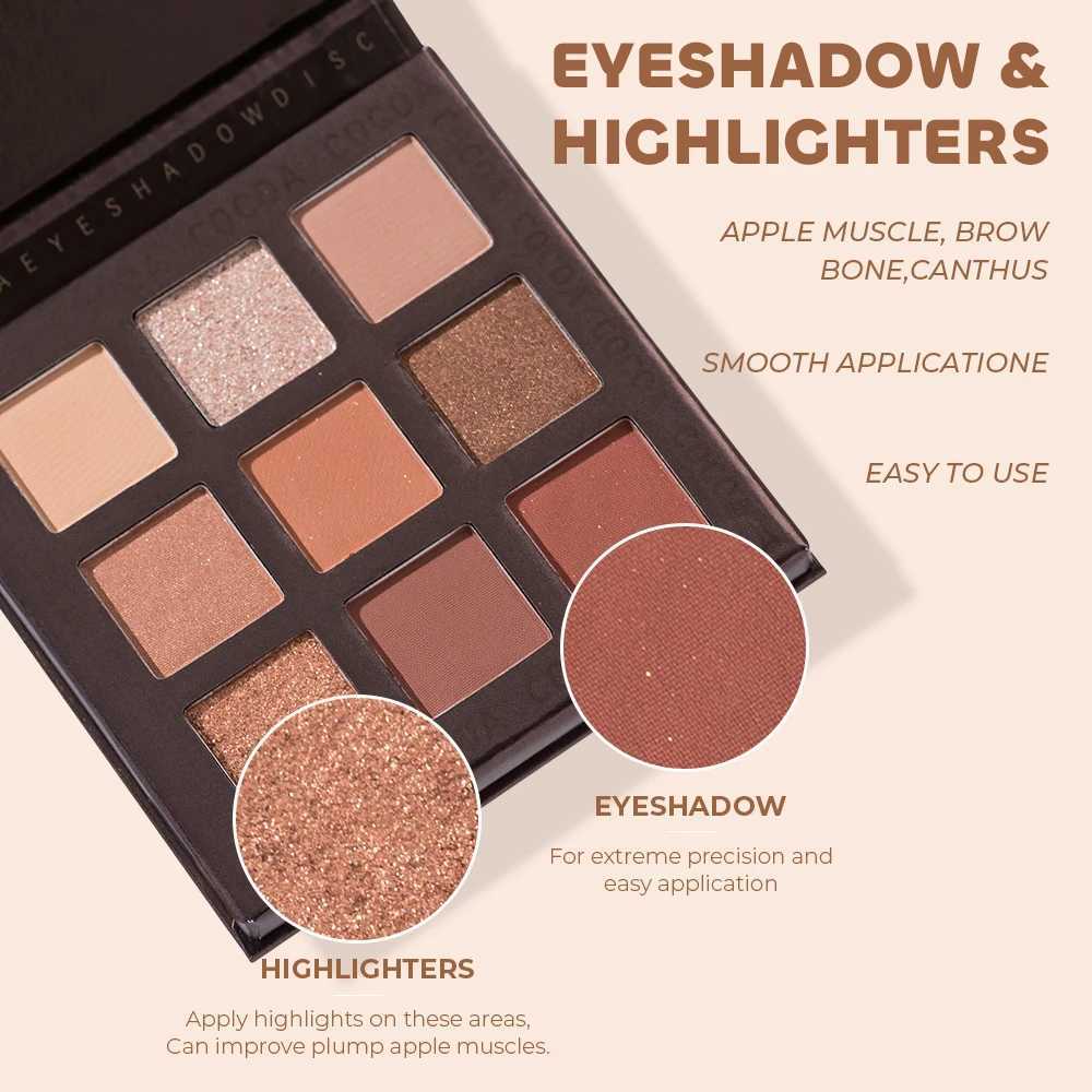 Beauty Glazed 9 Colors Eye Shadow Disc Makeup Palette Matte Shimmer Eye Pigmented Powder Make Up New Warm Earth Color Eyeshadow W250520