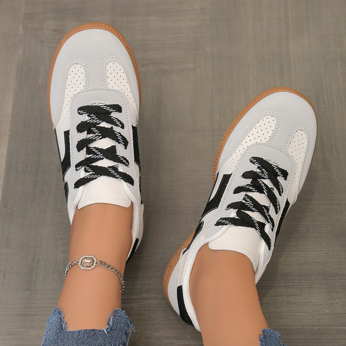 Large Size Thick Soled Board For Women New Comfortable And Versatile Casual Shoes Low Cut Lace Up Casual Shoes Flat Bottom Trendy Shoes Ddmysaturn