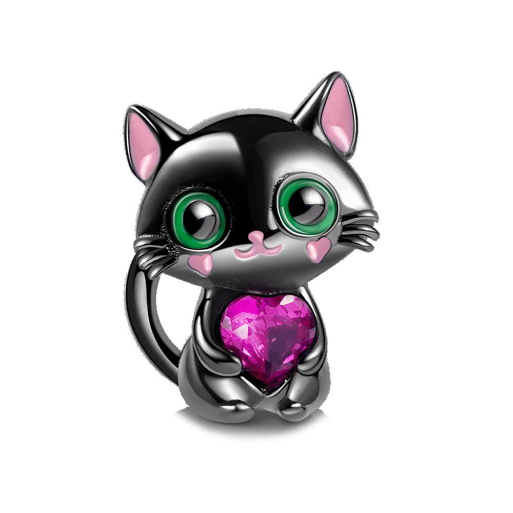 2025 Silver Color Cute Pet Holding Heart Serise Mexico Axolotl, Kitten, Rabbit, Mouse, Cow & Bee Bead Charm fit Pan Charms Bracelet Women Fine Accesso