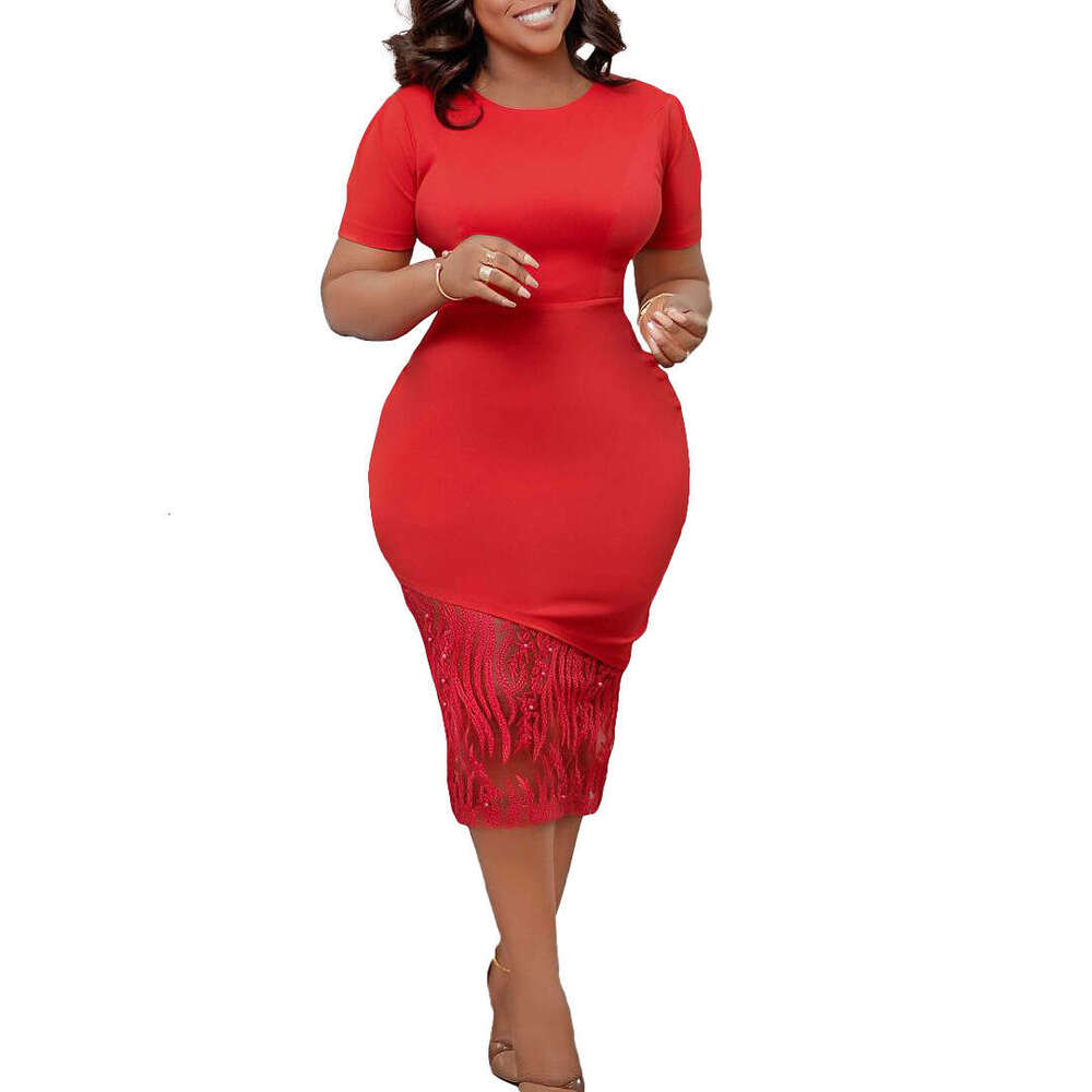 Women's Wear D3196 Women's Summer Temperament Tongle Nail Bead Wrapped Buttocks Plus Size Dress