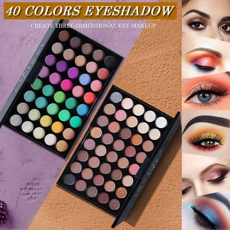 40 Colors Glitter Eyeshadow Palette Matte Waterproof Long Lasting Pressed Pearlescent Powder Cosmetics Fashion Women MakeUpXJ250520