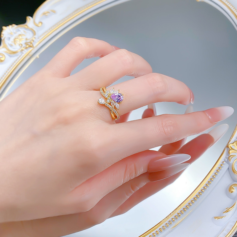 New S925 Silver 5*7 Purple Gemstone Ring - Elegant "Purple Aura" Design, Unique and Sweet, Perfect for Special Occasions