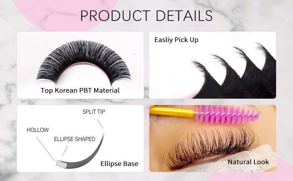 VEYES Ellipse Flat Lashes volume eyelash extensions Super Soft Split Tips 0.15 C D Curl Eyelash Extensions Individual Cashmere
