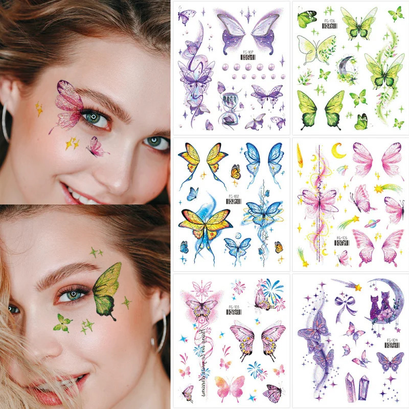 Same5Temporary Glitter Butterfly Face Sticker Eye Patch Womens Makeup Tattoo Stickers Safety and Environmental Protection 250515